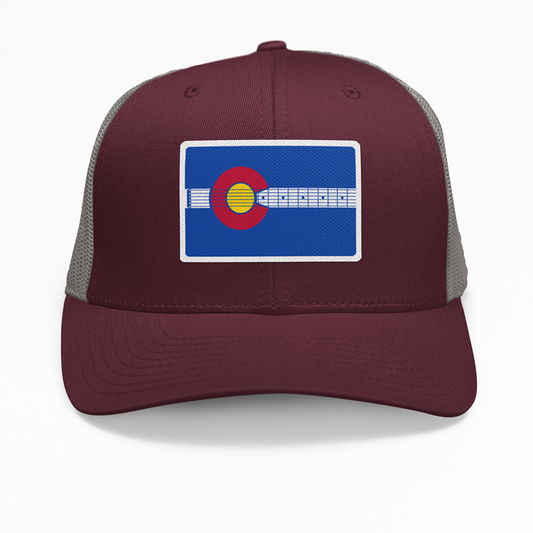 Colorado Guitar Trucker Hat - Maroon and Gray