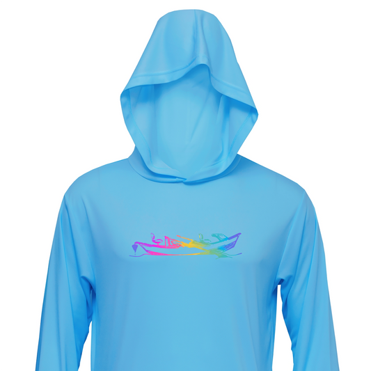 Neon Drift Sun Hoodie - Sky Blue