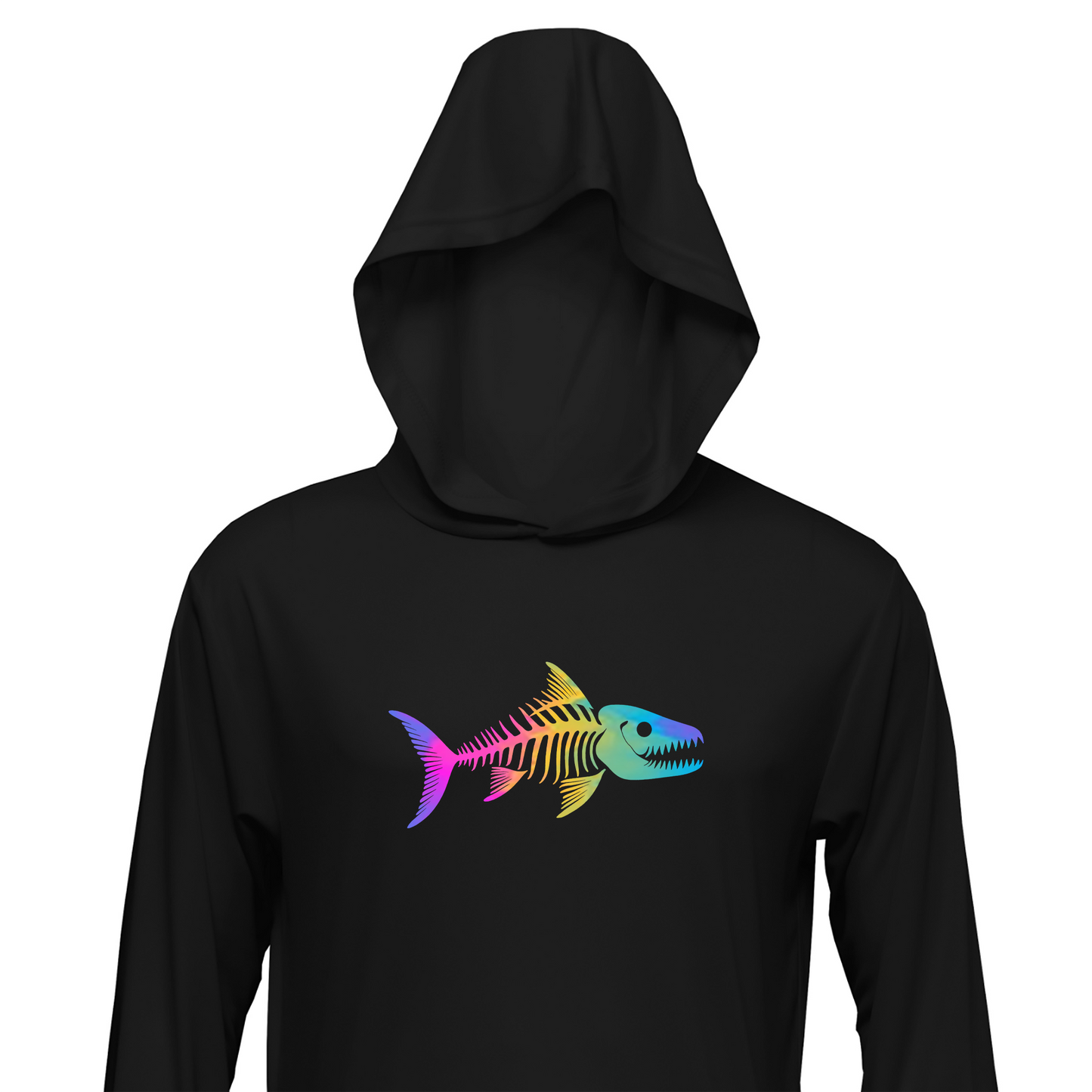 Neon Fish Sun Hoodie - Black