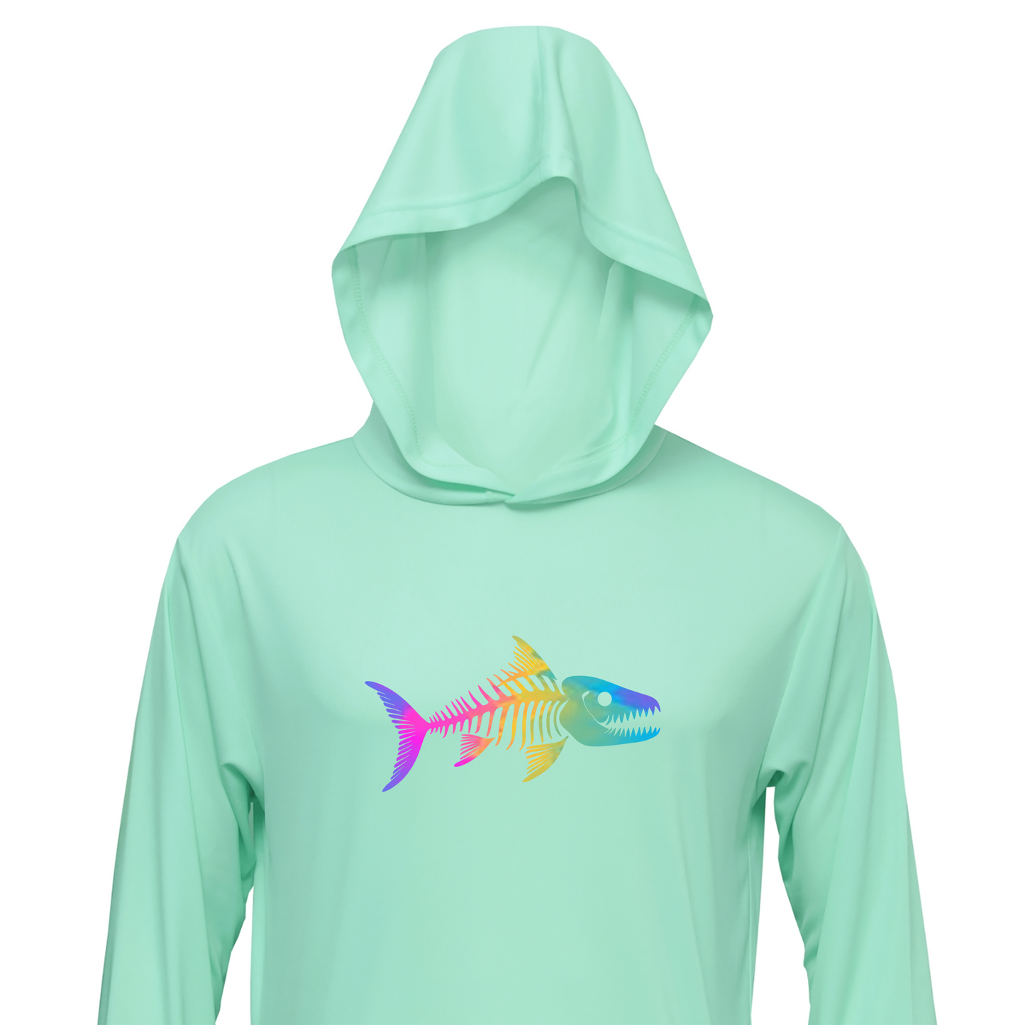 Neon Fish Sun Hoodie - Seafoam