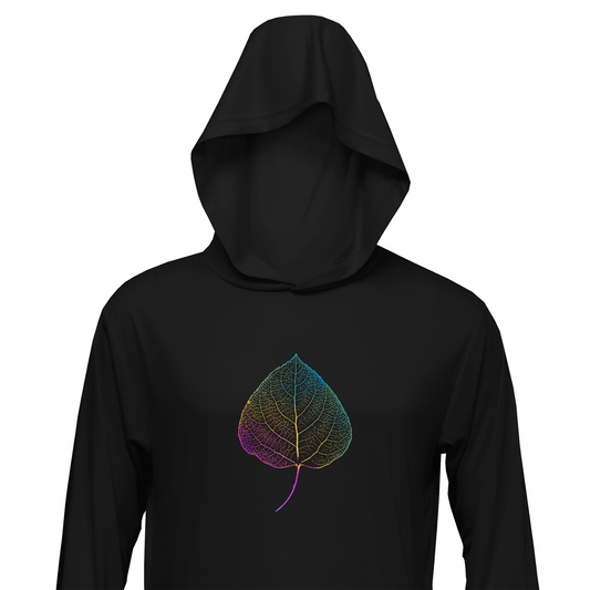 Neon Leaf Sun Hoodie - Black