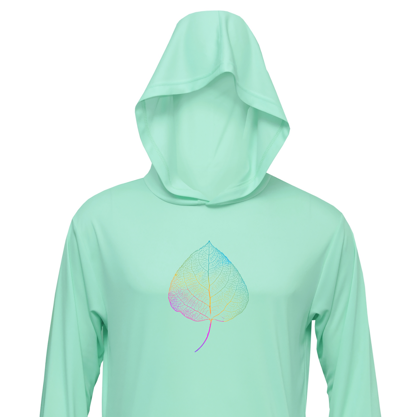 Neon Leaf Sun Hoodie - Seafoam