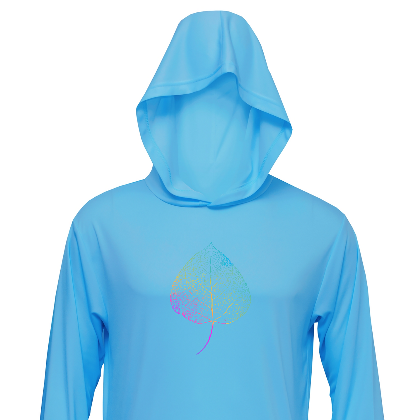 Neon Leaf Sun Hoodie - Sky Blue